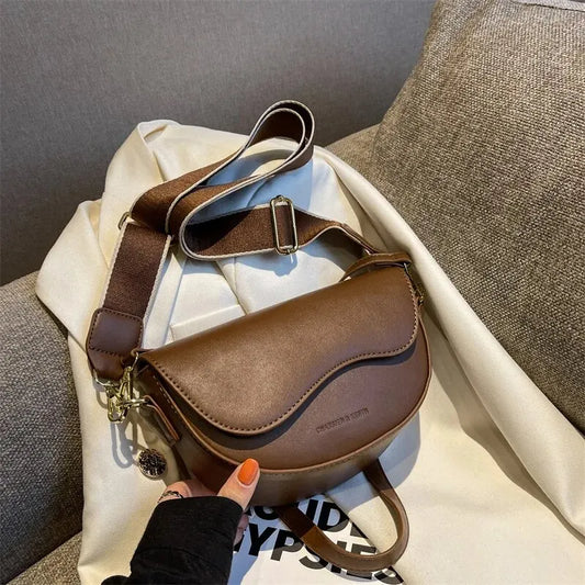 Women Vintage Solid Color Saddle Bag