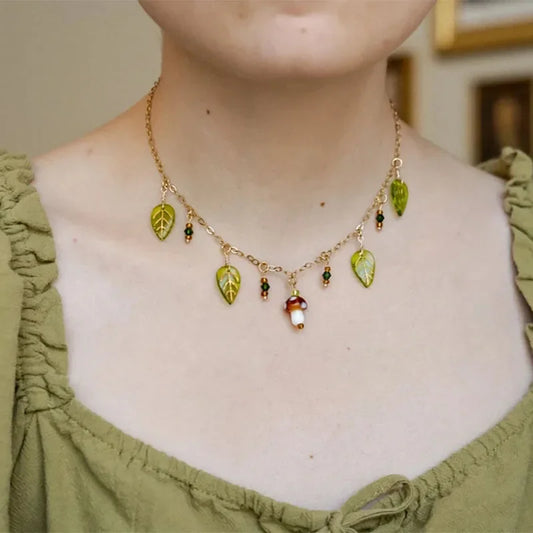 Forest Fairy Mushroom Charm Necklace