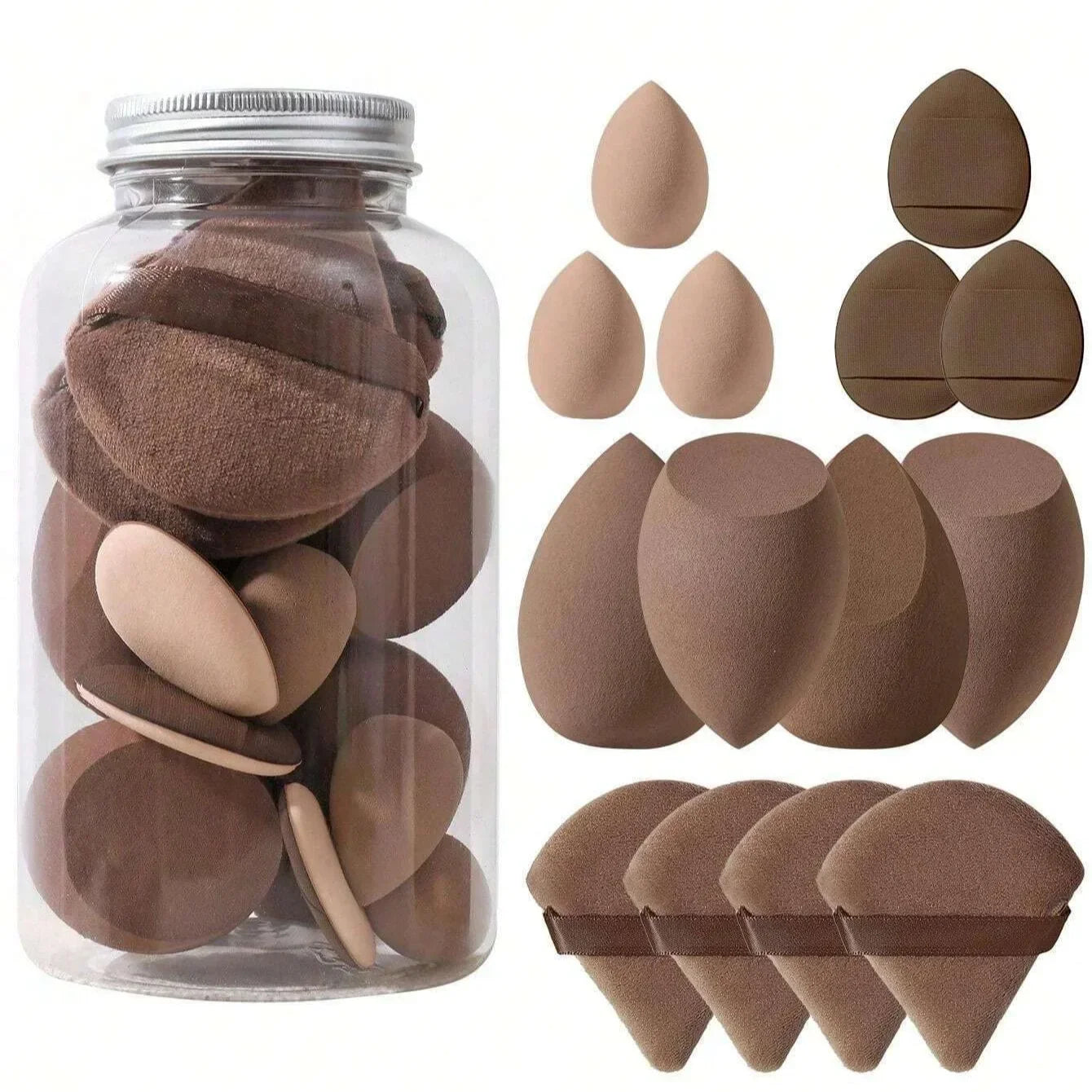 12/14Pcs Makeup Sponge Blender Beauty Egg Foundation Sponges with Storage Bottle Powder Puffs Cosmetic Puff Make Up Accessories