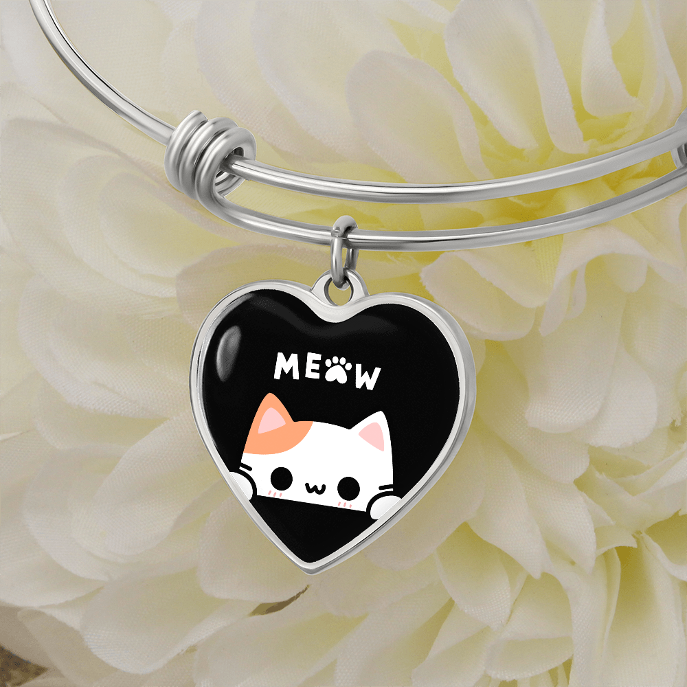 Cute Cat Heart Shaped Bangle