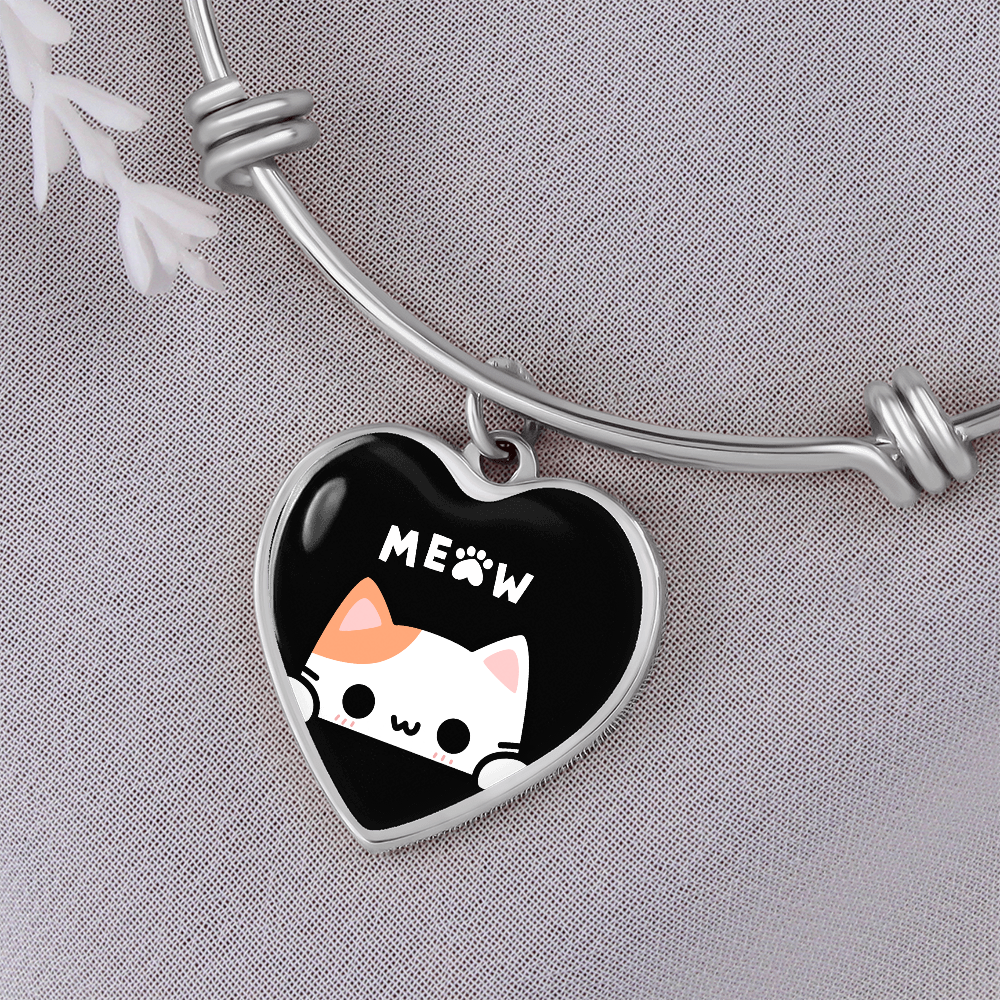 Cute Cat Heart Shaped Bangle