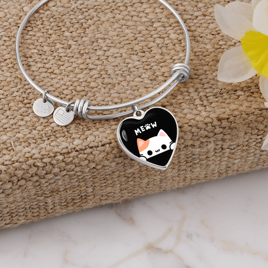 Cute Cat Heart Shaped Bangle