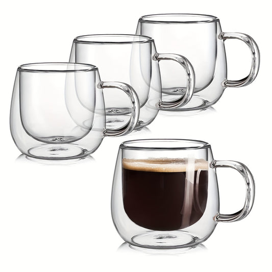 4pcs 10.14oz High Borosilicate Glass Coffee Mugs